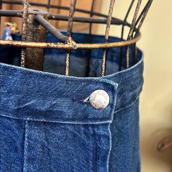 VINTAGE 80s High-Waist Denim Pencil Skirt Midi Length - Picture 3 of 10